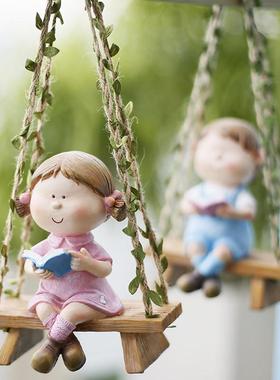 创意个性小号摆件可爱垂吊秋千吊件壁饰阳台庭院装饰花园桌面布置