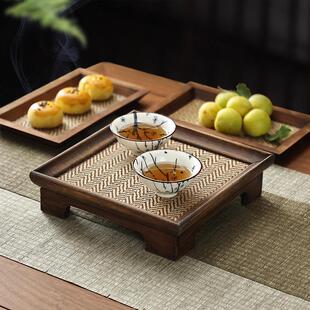 异丽木质干泡台小茶盘家用中式茶杯茶托 托盘古风实木茶台禅意托