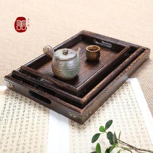 日式 大号木质餐盘托盘茶具 实木小号功夫茶盘 家用长方形简约果盘