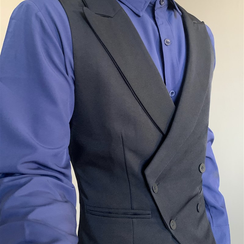 英伦风黑色西服马甲痞帅男女禁欲系高级感设计枪驳领修身背心马夹