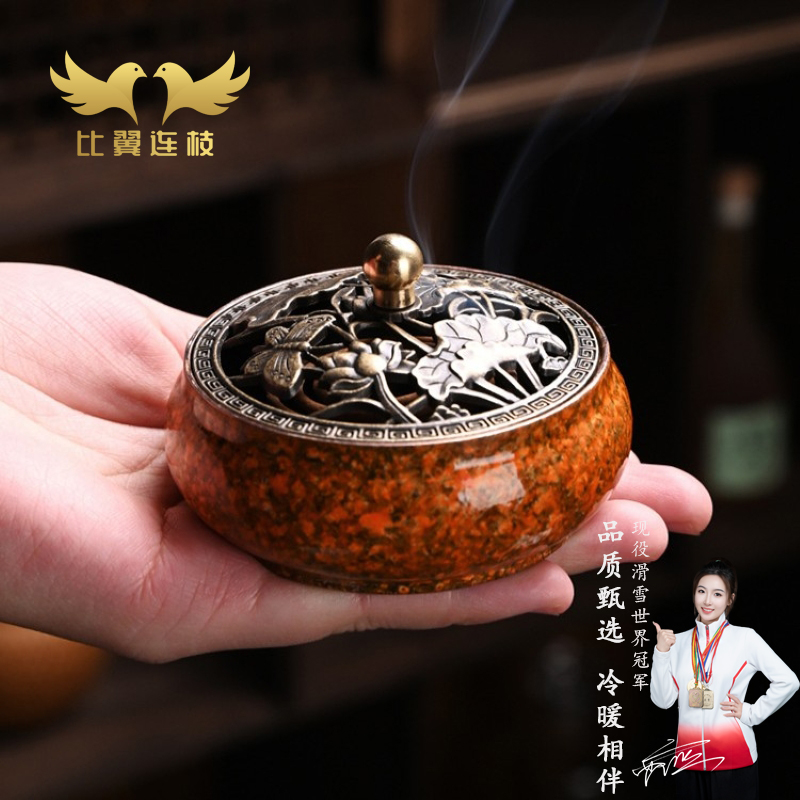 【比翼连枝】荷塘月色大漆香炉