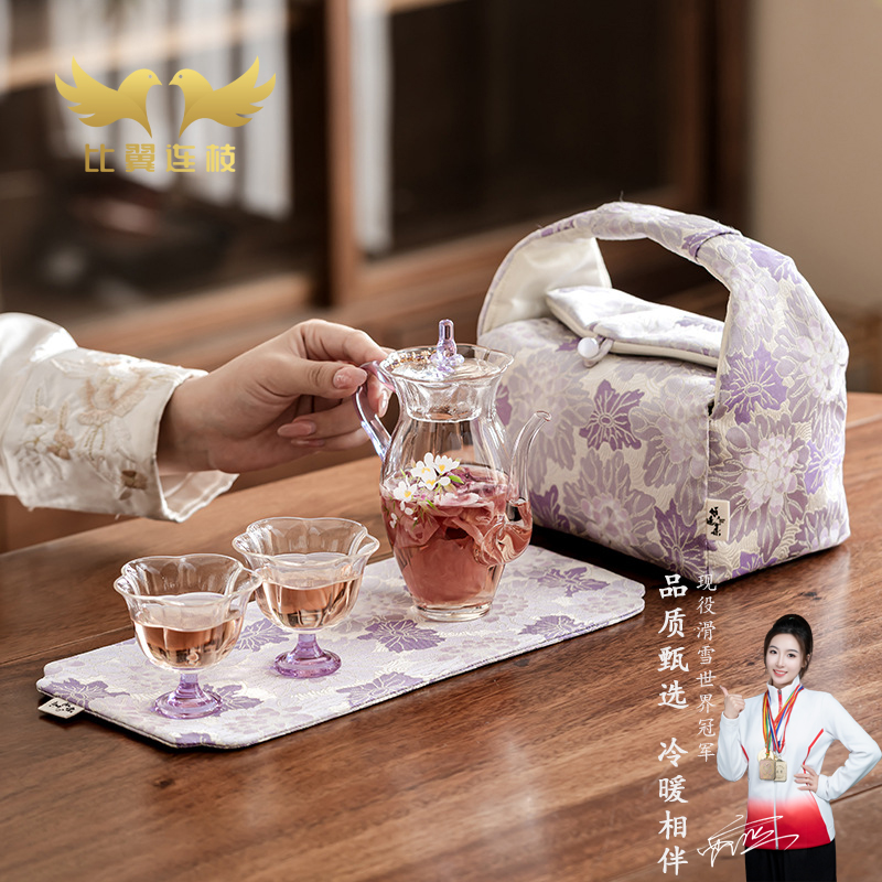 比翼连枝春归水仙玻璃茶具小套装