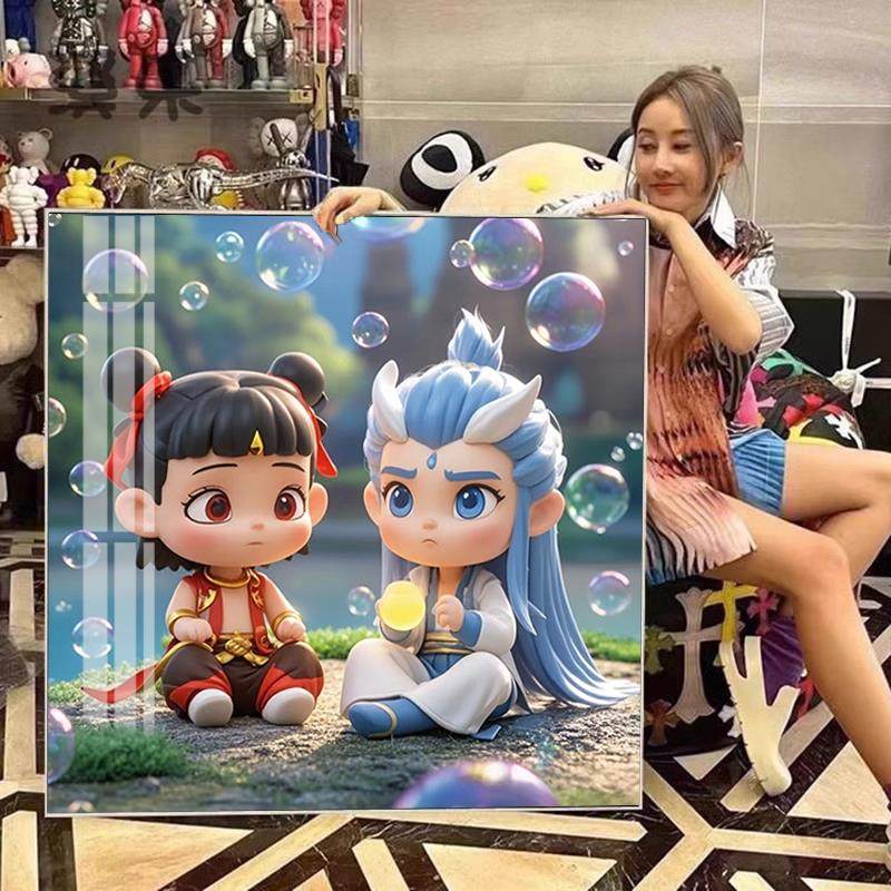 2025新款钻石画满钻手工贴钻十字绣客厅卧室卡通可爱哪吒魔童闹海