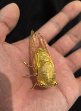 知瞭蜕变成金蝉轻奢重工金蝉摆件覆古小巧设计趣味潮玩个性摆饰