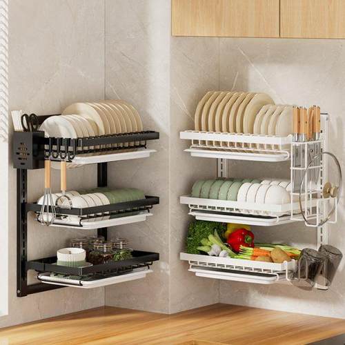 挂墙收纳架筷子筒壁挂式刀架厨房置物架多功能免打孔碗筷沥水碗架