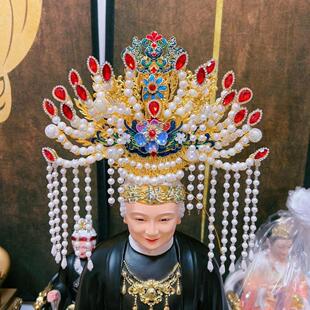 仙家凤冠头冠手工合金神像头戴黑老太泰山奶奶九尾狐合金佛像头饰