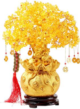 现代斯堪的纳维亚无障碍豪华家居客厅酒柜小装饰品古架财富树工艺