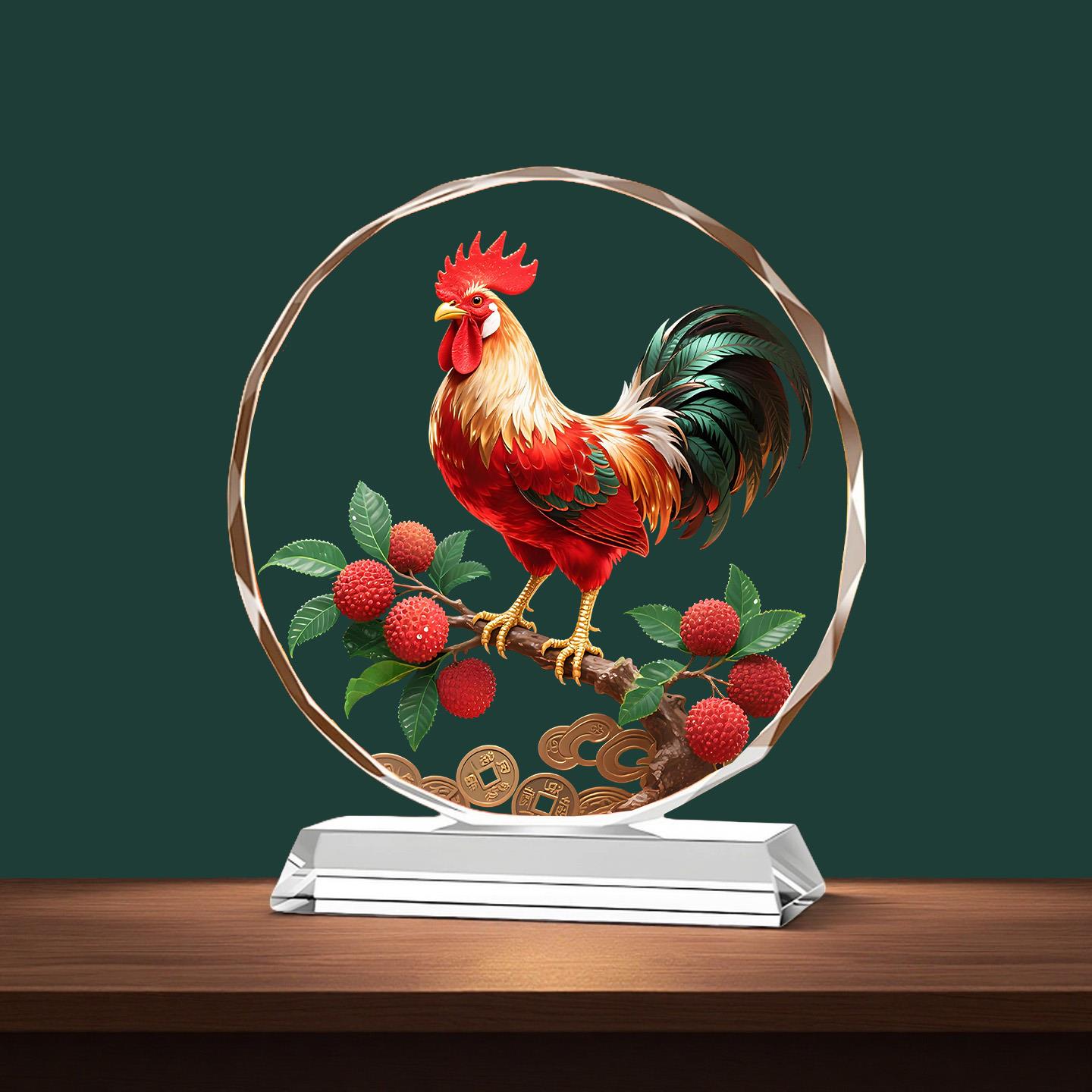 公鸡大吉大利水晶摆件家居客厅酒柜装饰品乔迁新店开业送礼物摆台