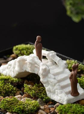 陶瓷创意微景观造景仿真小桥石拱桥梁古桥假山盆景装饰品鱼缸摆件