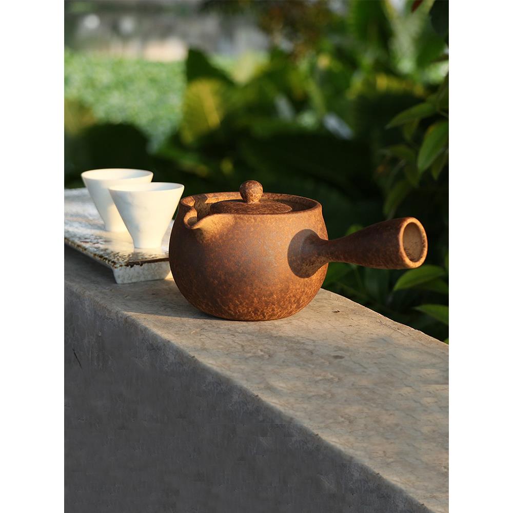 陶瓷煮茶器烤奶罐罐茶煮茶壶侧把壶炭茶炉围炉功夫茶具陶壶碳明火