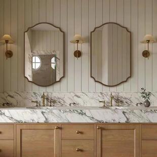 覆古化妆室镜子法式带灯除雾浴室镜壁挂镜异形智能洗手台卫浴镜