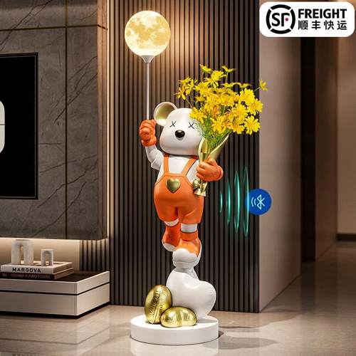 暴力熊客厅摆件电视柜沙发旁大型落地软装饰品轻奢花瓶乔迁礼物
