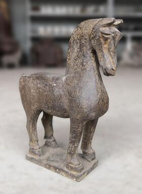 中式装修石雕复古风客厅玄关创意仿古汉唐石马家居手工艺礼品摆饰