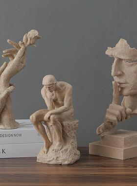 北欧现代创意沉默是金工艺品摆饰抽象人物办公室客厅艺术品装饰品