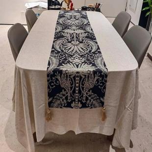 复古桌旗法式 中式 高级轻奢简约茶几台布床旗餐桌盖布长条定制桌布