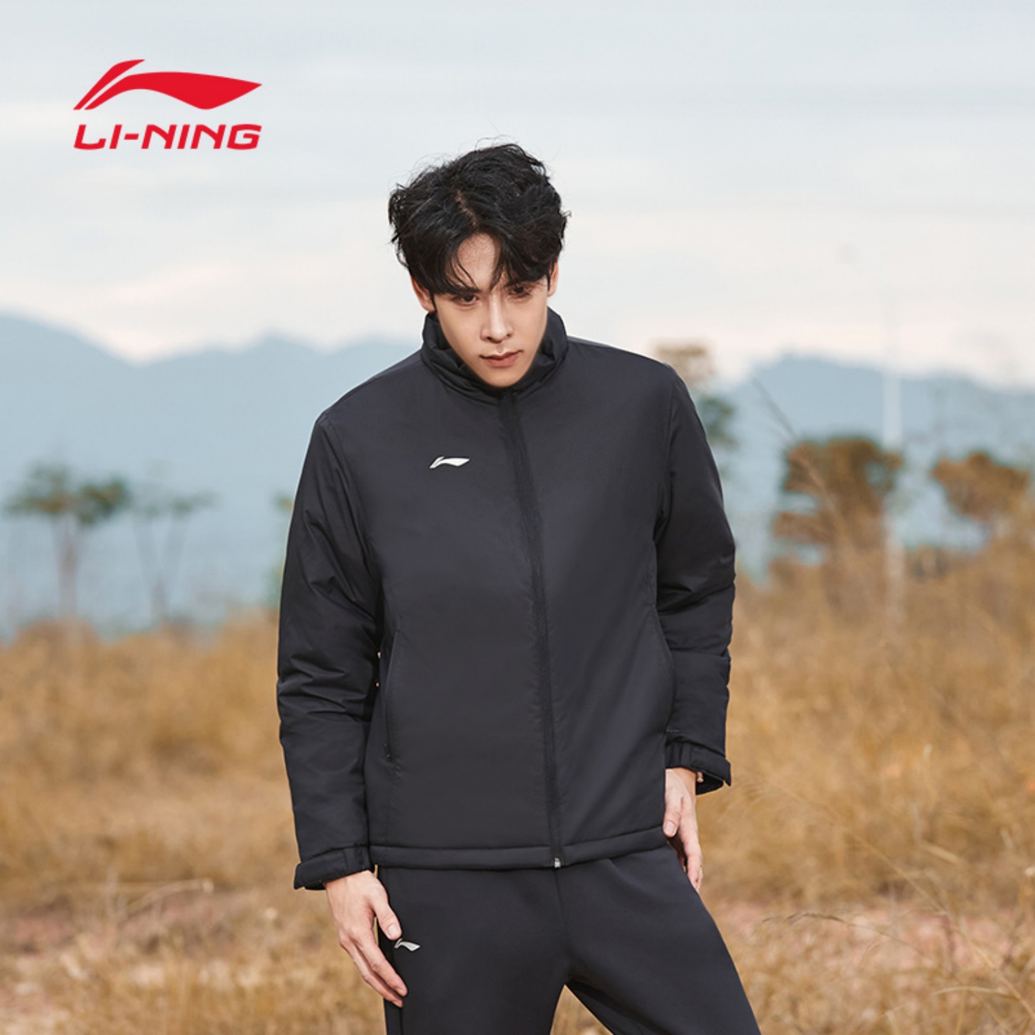 李宁运动羽绒服男士立领短款外套