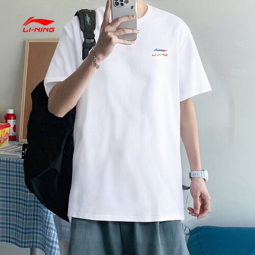 李宁男纯棉透气短袖运动T恤