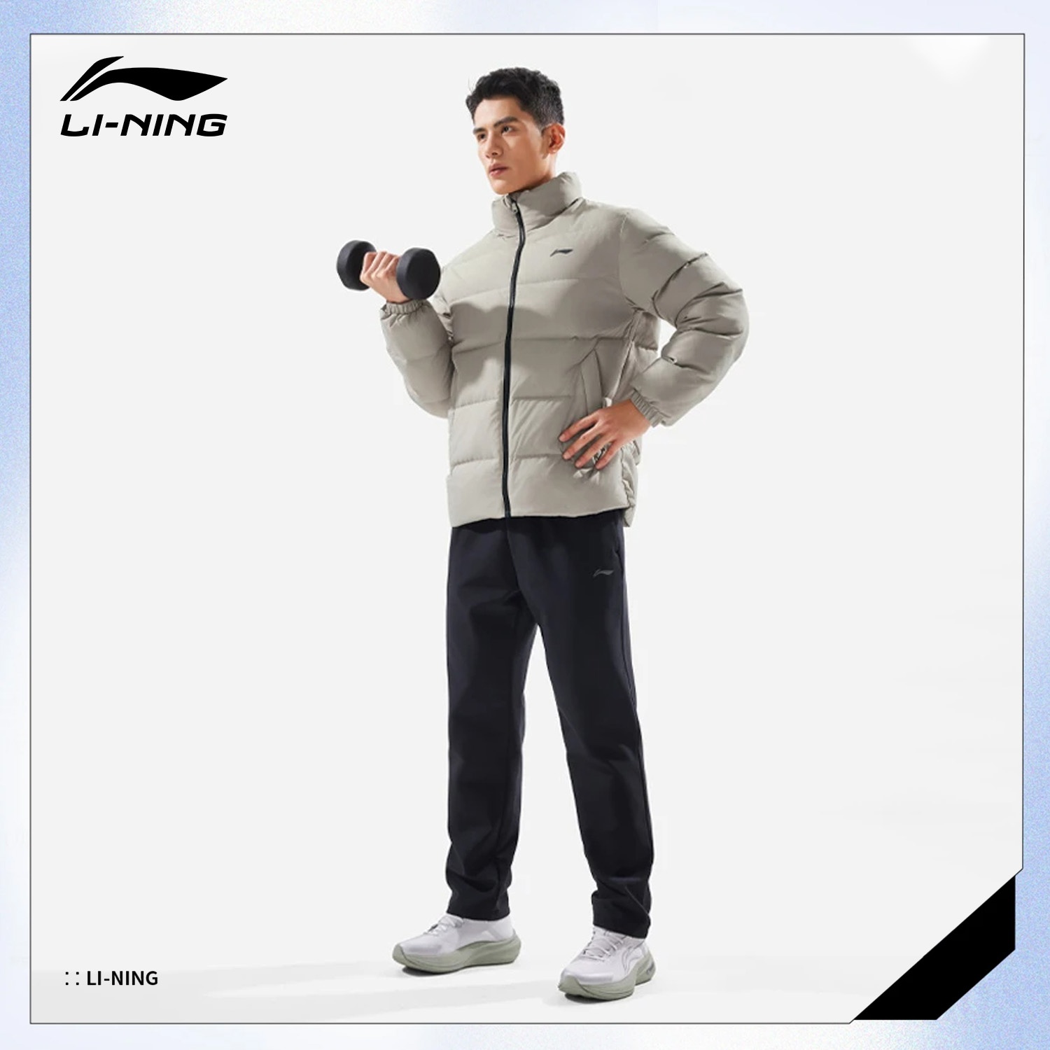 李宁短羽绒服男士立领防风外套