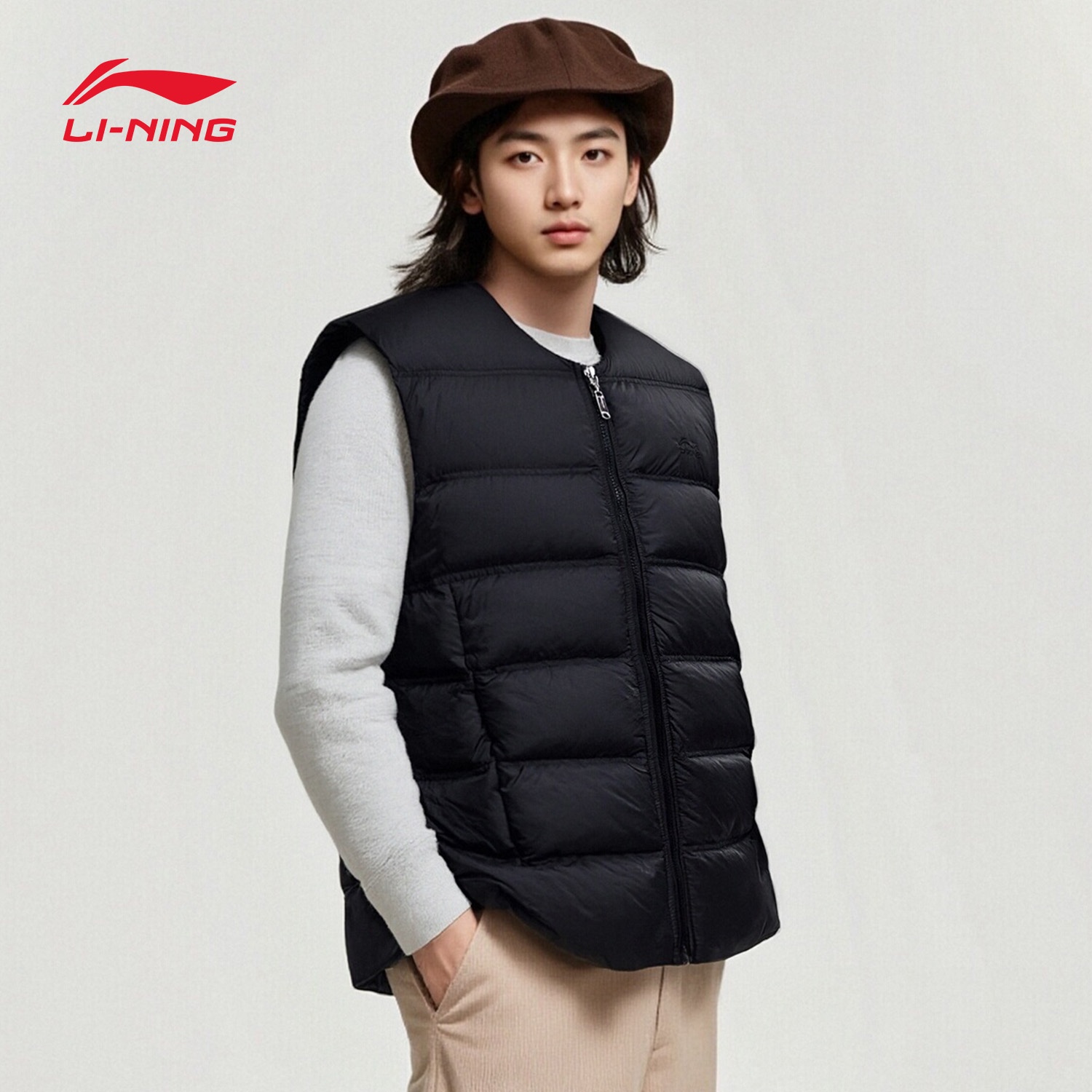李宁羽绒马甲男士2025冬季新款轻量保暖户外休闲拉链背心