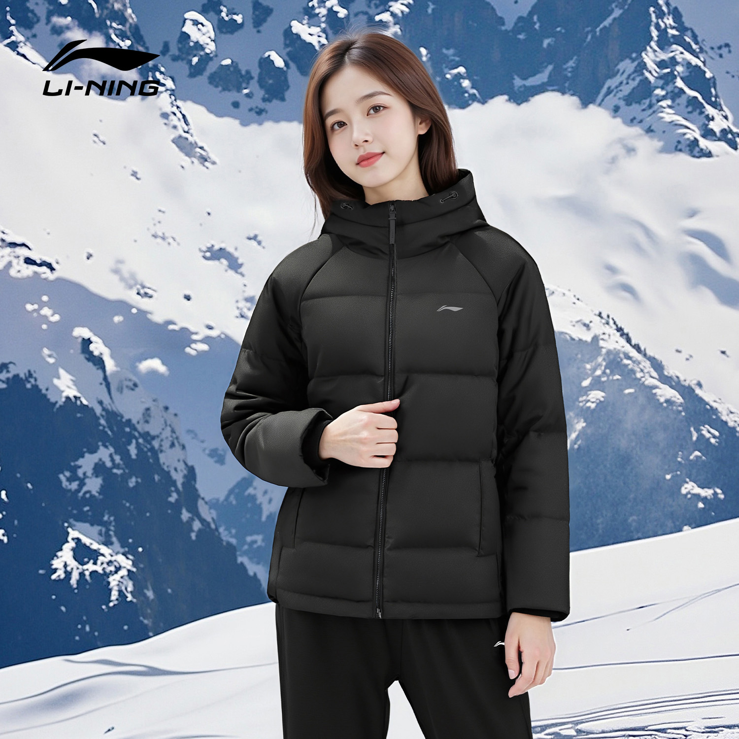 李宁短款羽绒服女士加绒保暖外套