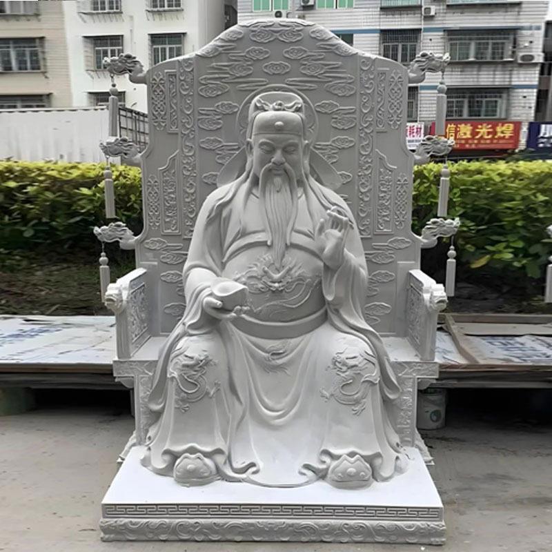 石雕财神爷雕像汉白玉武财神文财神像家用龙五爷寺庙供奉人物摆件