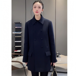 时尚 大衣女中长款 气质羊毛羽绒外套 轻职双排扣西装 2025年秋冬新款