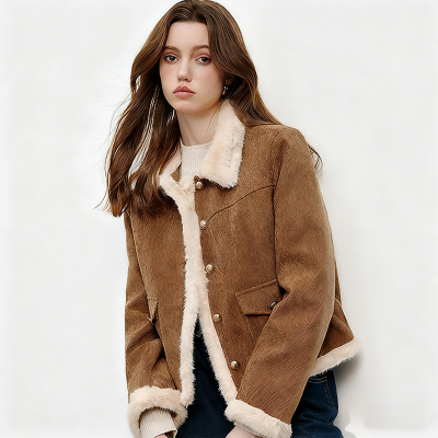 气质小香风毛领羽绒夹克女短外套