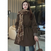 咖色风衣羽绒服女中长款 高级感一粒扣气质显瘦羽绒大衣外套2025冬