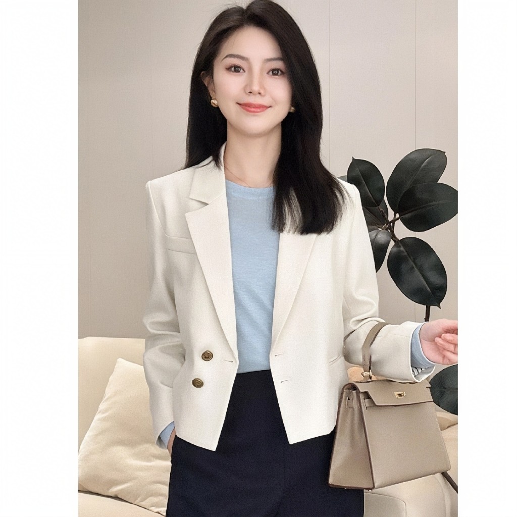 截短箱型小西装外套女短款2026早春新款时尚气质轻职长袖西服上衣
