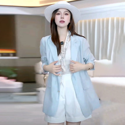 2025年夏季新款设计感气质防晒天丝亚麻西装薄款透气外套女小个子