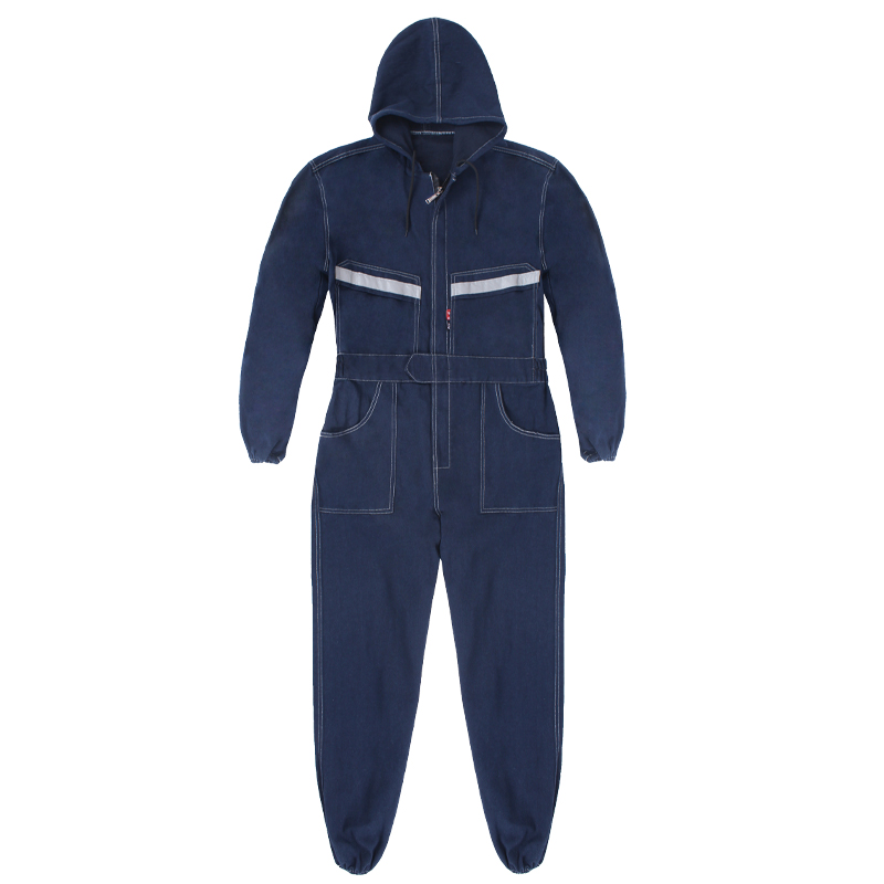 连体工作服牛仔纯棉防烫套装春秋男女电焊汽修喷漆机修防尘劳保服