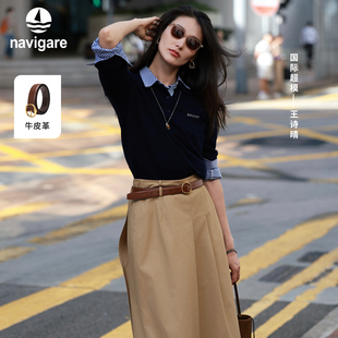 【王诗晴同款】Navigare意大利小帆船皮带女士针扣腰带百搭裤带