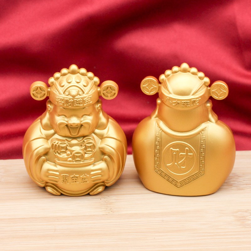 爆款笑脸财神爷摆件招财进宝聚宝盆装饰摆件客厅办公室桌面装饰品