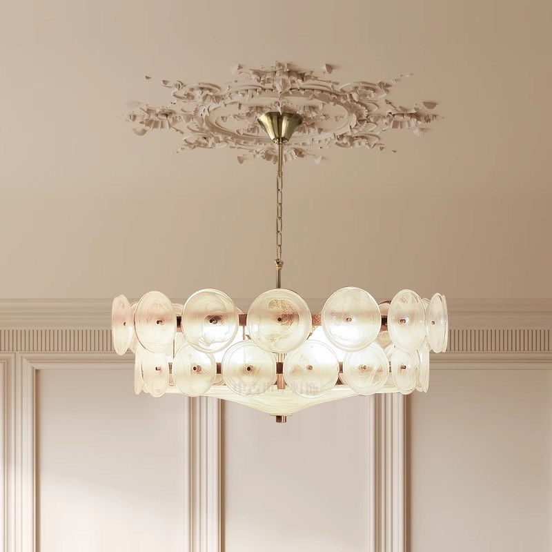 法式中古设计穆拉诺玻璃客厅灯2024年新款简约卧室轻奢餐厅吊灯