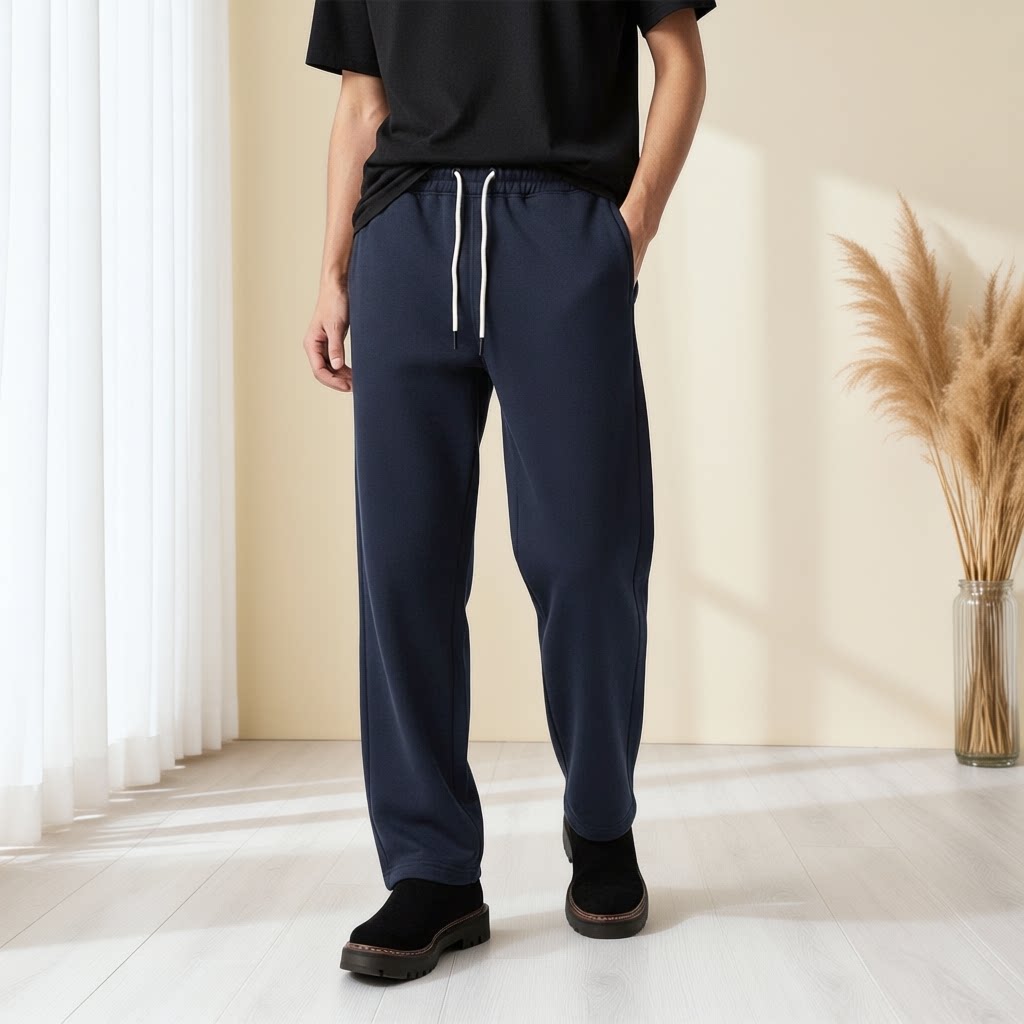 纯棉休闲裤重磅360g美式休闲百搭直筒长裤子男春夏毛圈运动卫裤潮