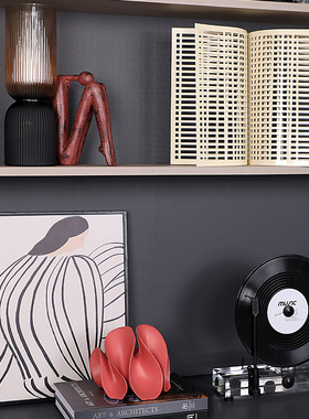 斯宇轻奢北欧风样板间售楼处高级感书架书柜桌面装饰品摆件工艺品