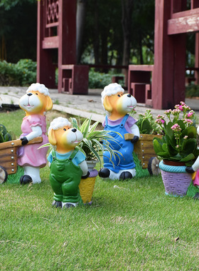 户外动物雕塑卡通小羊花缸盆栽摆件别墅花园庭院阳台园林景观装饰