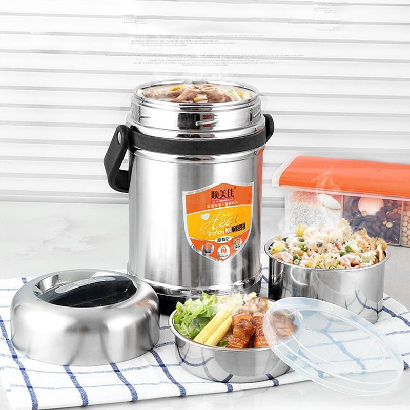304不锈钢保温饭盒大容量2L焖烧罐3层防溢汤桶定制3L提饭桶焖烧罐