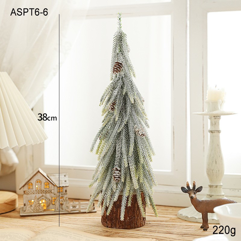 小圣诞PE喷雪树绿树家用迷你桌面摆件仿真树节日派对氛围装饰布置