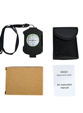 跨境户外K6520锌合金美式指南针 夜光金属多功能带坡度测量指南针