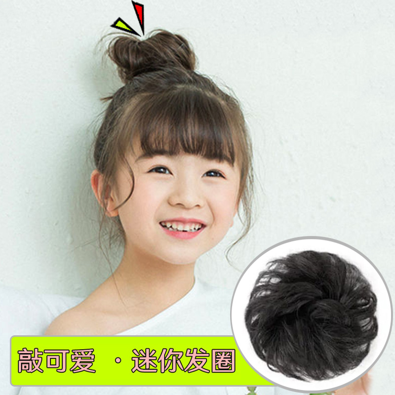 儿童半丸子头盘发器假发女假皮筋发圈假发包古风花苞头花蓬松自然