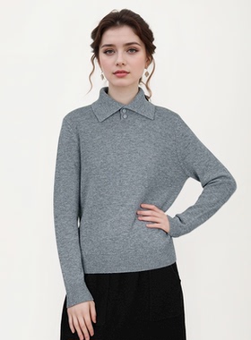 【甜豆粉丝专享】秋冬100%绵羊毛针织衫女士厚款翻领羊毛衫BN967