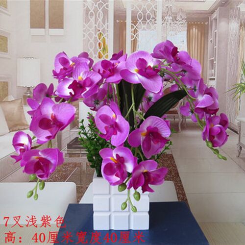 放茶几上的花 客厅 仿真 摆放蝴蝶兰假花塑料花时尚盆景装饰品。