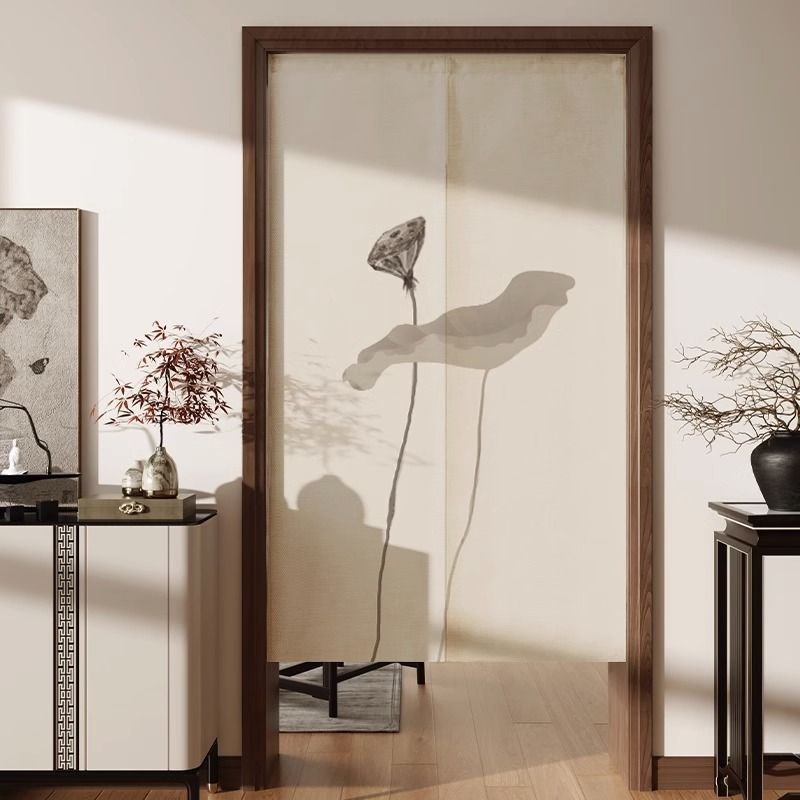 中式厨房门帘隔断帘卧室半帘遮挡布帘子厕所卫生间半截挂帘免琴萱