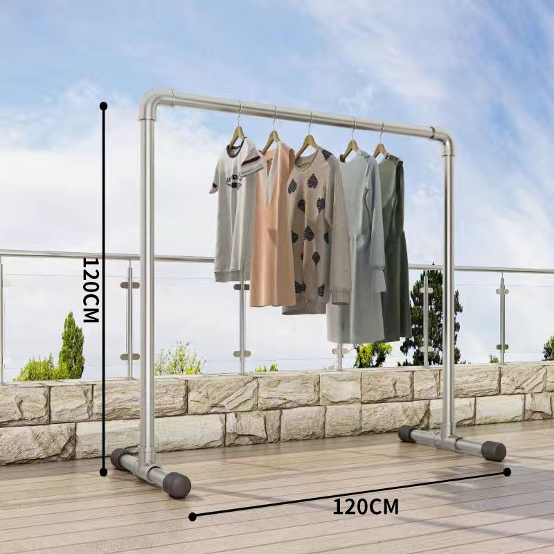 晾衣架加粗加厚衣架落地立式单杆防风可移动家用室外阳台衣架水管