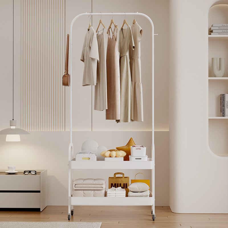 晾衣架落地卧室家用衣架室内阳台简易晾衣杆可移动收纳挂衣架