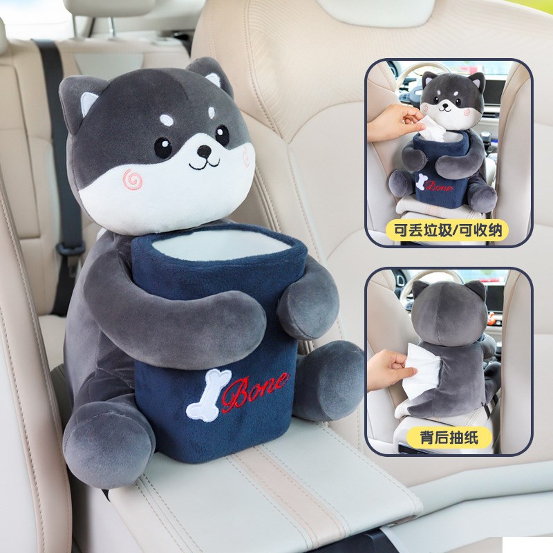 车载二合一纸巾盒垃圾桶创意汽车扶手箱抽纸盒可爱多功能车上用品