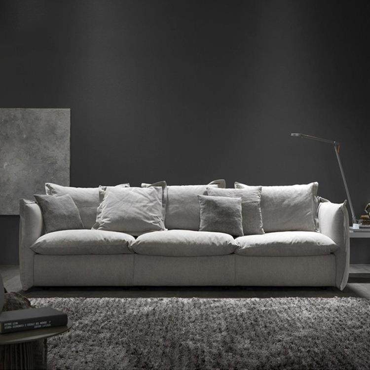 北欧布艺沙发 客厅家具组合整装转角羽绒乳胶休闲懒人可拆洗沙发