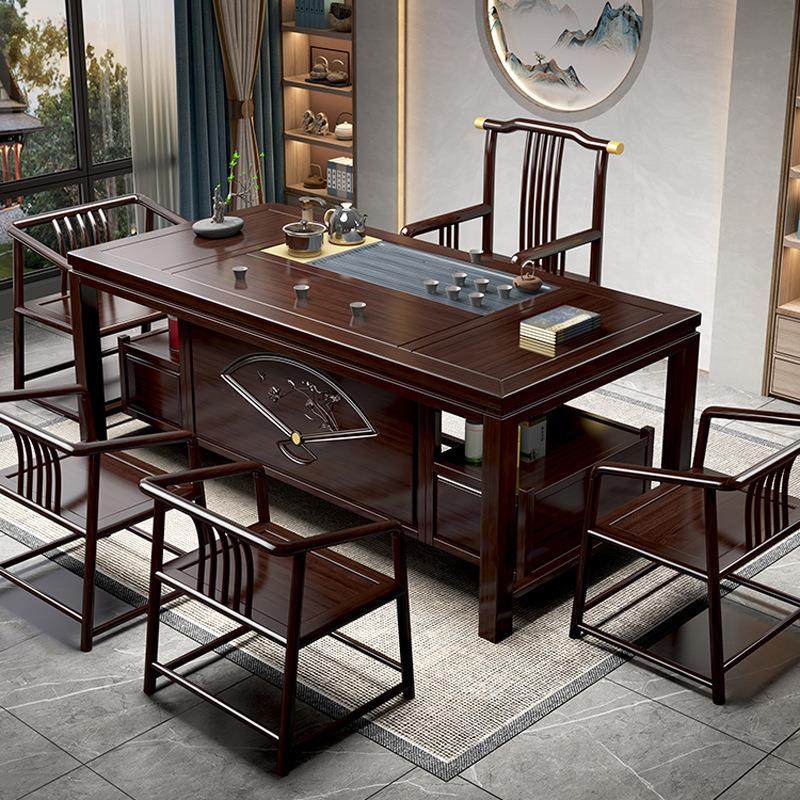 花梨木茶桌新中式实木茶桌椅组合功夫茶几办公室客厅禅意红木茶台