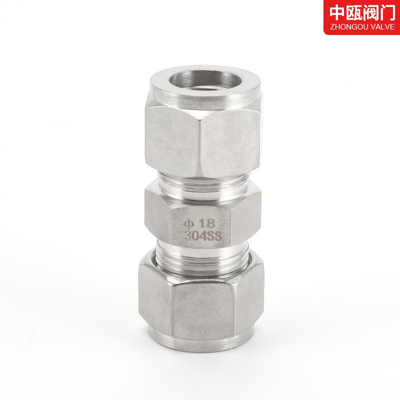 供应卡套式直通中间接头 不锈钢管接头 直通终端接头双卡套式接头